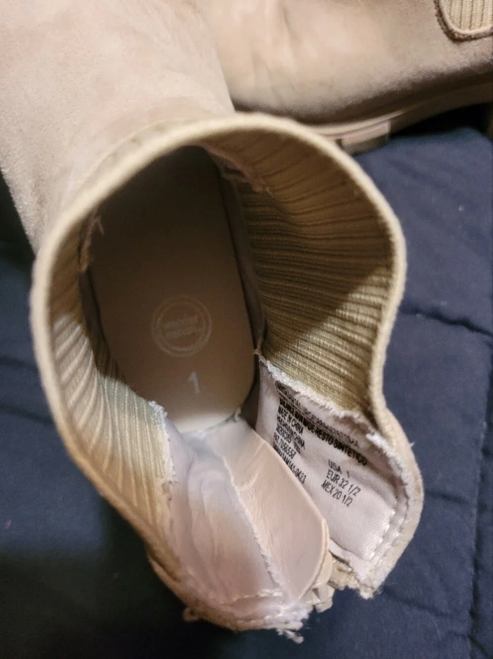 wonder nation Beige Suede Chelsea Boots with Rib Knit Ankle